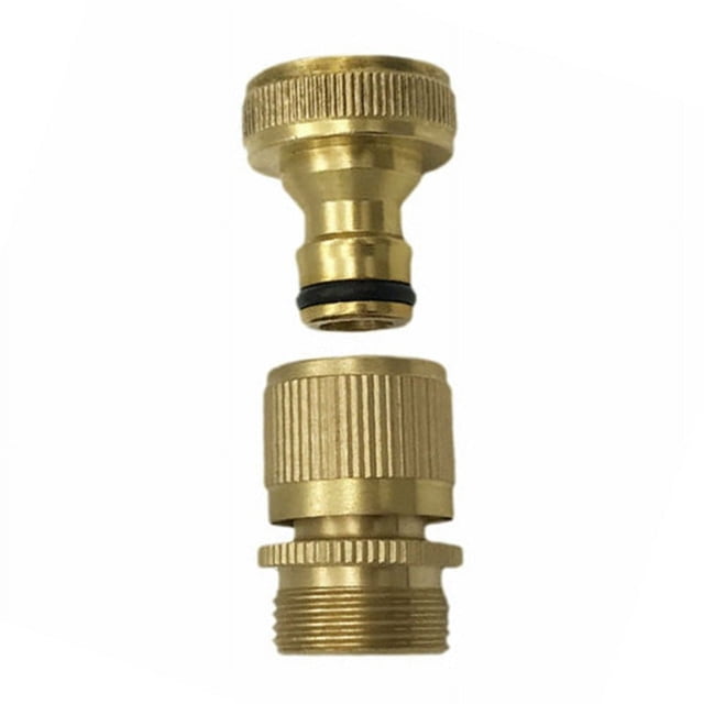 LEFU for Brass Garden Hose Quick Connector 3/4 Inch Easy Connect Fitting Set Heavy Duty Solid Construction Rustproof 200 PSI Water Pressure Compatible with for Standard Hoses 2 Pieces