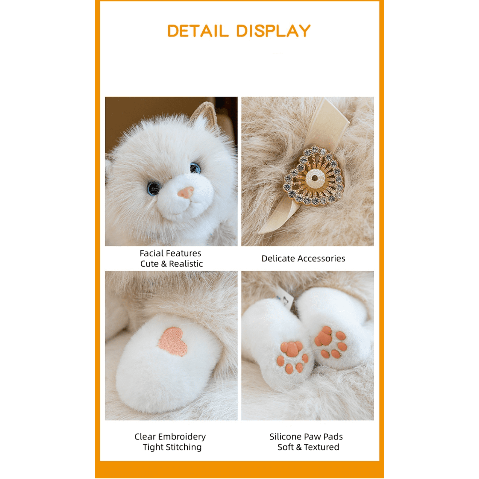 Sound Plush Cat, Weighted Lying Companion, Soft Decorative Accent for Sofa & Home Display