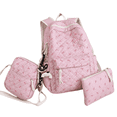 thumbnail image 2 of Quilted Gingham Pattern Three-Piece Backpack Combo, Cute Bow Decor School Rucksack, Matching Shoulder Bag & Purse for Teen Daily Commute, 2 of 3