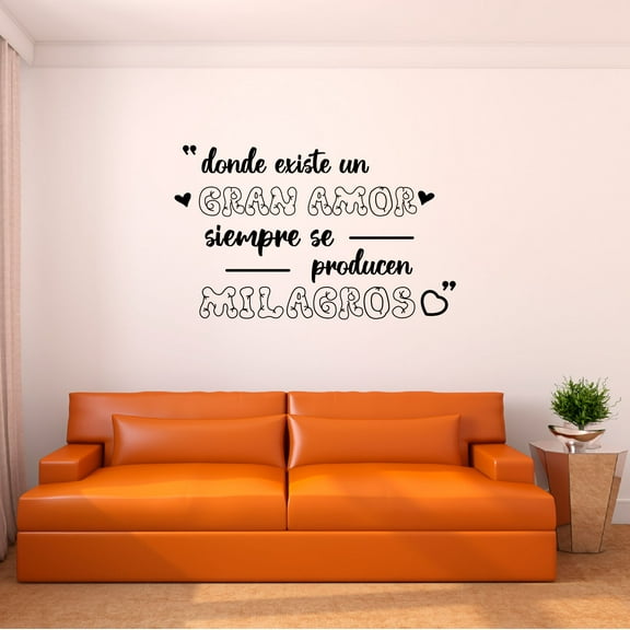 Spanish Wall Decals for Boys Bedroom - Donde existe un gran amor siempre se producen los milagros Quote by Willa Cather Home Wall Sticker - Size: 10 In x 6 In