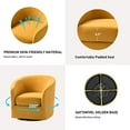 thumbnail image 5 of Swivel Accent Chair with Gold Metal Base, Contemporary Velvet Curved Swivel Barrel Chair, Upholstered Club Armchair, Leisure Single Sofa for Living Room, Nursery, Bedroom(Ivory), 5 of 9