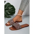 thumbnail image 4 of Women Rhinestone Decor Flat Sandals, Glass Slide Sandals, 4 of 4