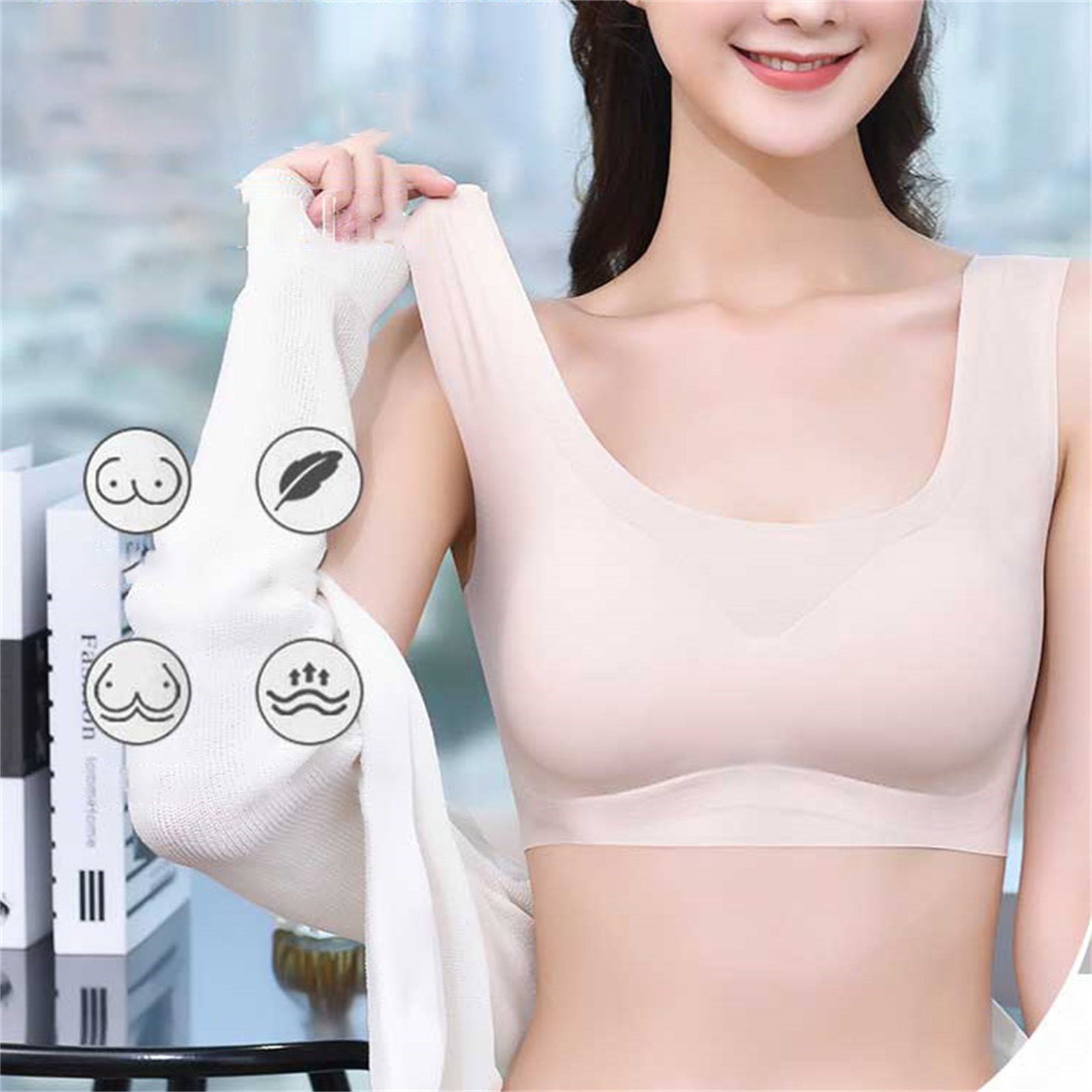 Joyspun Women's Cooling Mesh Wirefree Bra, Sizes S-XXL 