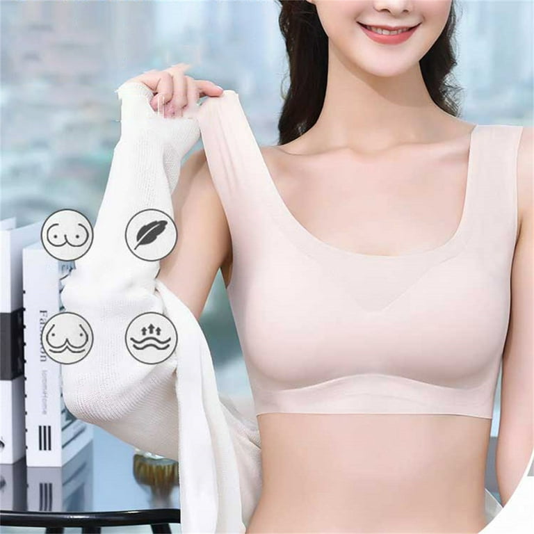 PEASKJP Cami Bras for Women Breathable Wireless Bra with Cooling Mesh  Full-Coverage Convertible T-Shirt Bra Women's Lingerie Grey XX-L