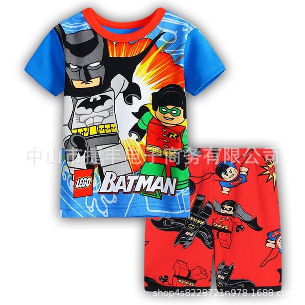 Marvels Spiderman Summer Children's Pijamas Set Boys Cotton Cartoon Printing Ropa interior Pijamas de manga corta Traje Sleepwear5T (110CM) heqiyong CONDUJO