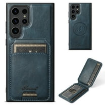 Wallet Case for Samsung Galaxy S24 Ultra, Compatible with MagSafe Magnetic Detachable Premium PU Leather Flip Case Cover with Card Slots Holder Kickstand for Samsung Galaxy S24 Ultra - Blue