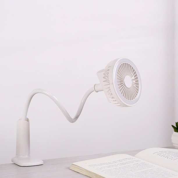Ventilador eléctrico con luz nocturna con carga USB en zigzag de 360 grados, ventilador con clip perezoso de escritorio portátil creativo para el hogar, carrito de golf, oficina, tienda de campaña, cochecito al aire libre (w Rojo Verde Cocina, Decoración y Otros