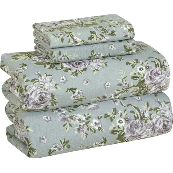 Bliss Casa 4-Piece 150 GSM Cotton Flannel Sheet Set, Full – Blossom