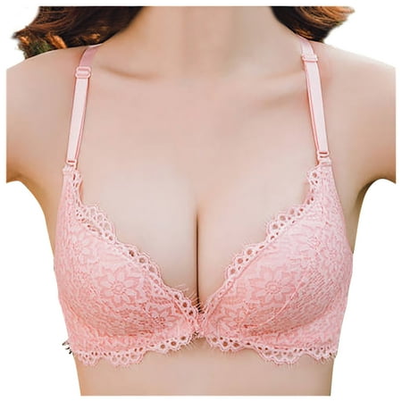 Blczomt Bras for Women Plus Size Clearance Lace Balconette Sexy Pink Bandeau Bra
