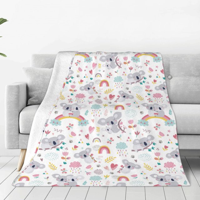 Balery Cute Koala Manta de Felpa Suave y Acogedora – Cobija de Franela Aterciopelada para Cama, Lavable y Cálida para Sofá, Mascotas, Transpirable-80"x60"
