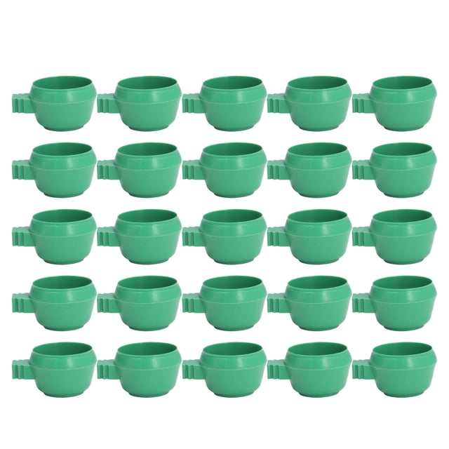 25 piezas Mini pájaro loro comida agua tazón incrustación instalación redondo verde loros comida agua tazón pequeño para granjas hogar S