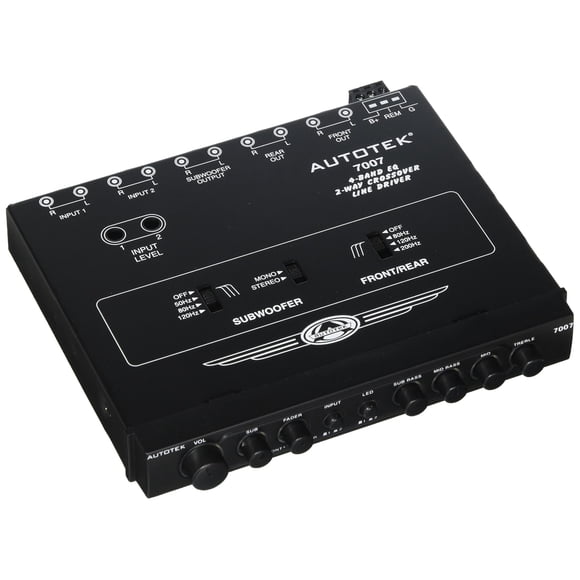 Procesador de Señal Autotek 7007 Ecualizador de 4 Bandas 2 Vías con Control Remoto de Bajo