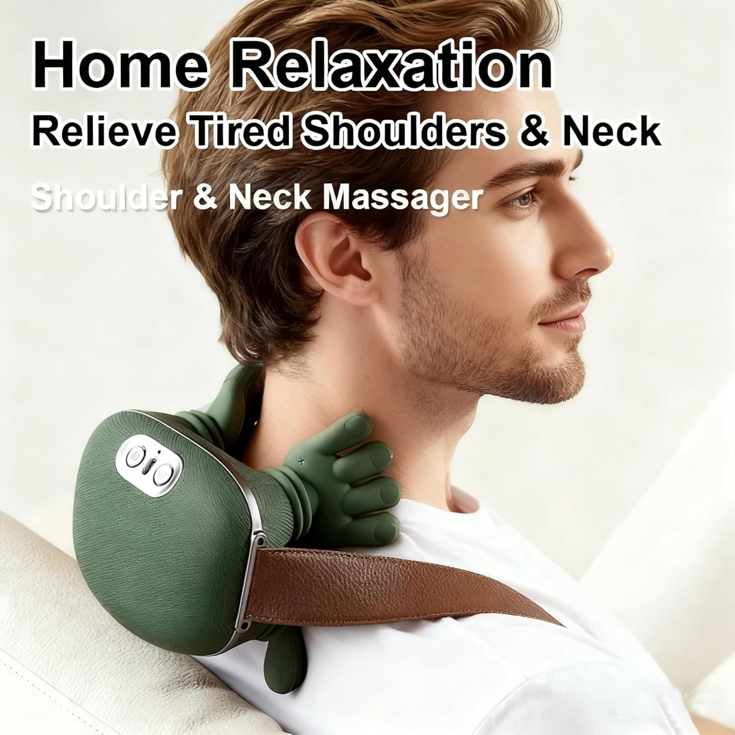 The Bionic 3D Neck & Shoulder Massager with Heat, 4D Shiatsu Deep Tissue Massage for Pain Relief, Cordless Rechargeable, Green
