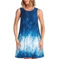 thumbnail image 1 of Xecao Robes d'Été à Paillettes Bleues pour Femmes Robes Décontractées de Plage Sans Manches T-Shirt Robe Évasée avec Poches, 1 of 7