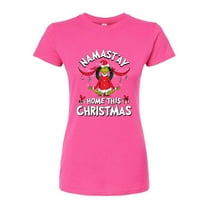 The Grinch - Namastay Home This Christmas - Juniors Fitted Graphic T-Shirt