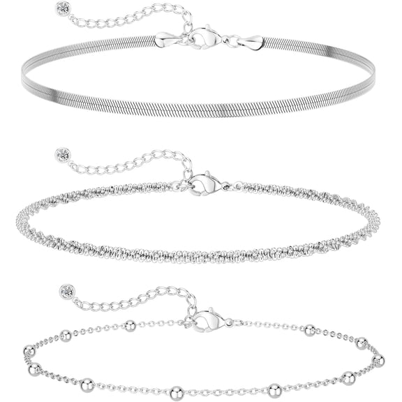 Silver Plated Bracelets for Women, Dainty 14K Gold Plated Stack Bracelet Set Trendy Adjustable Layered Glitter Bead Snake Stackable Chain Bracelet Jewelry Gift for Christmas Everyday Wear