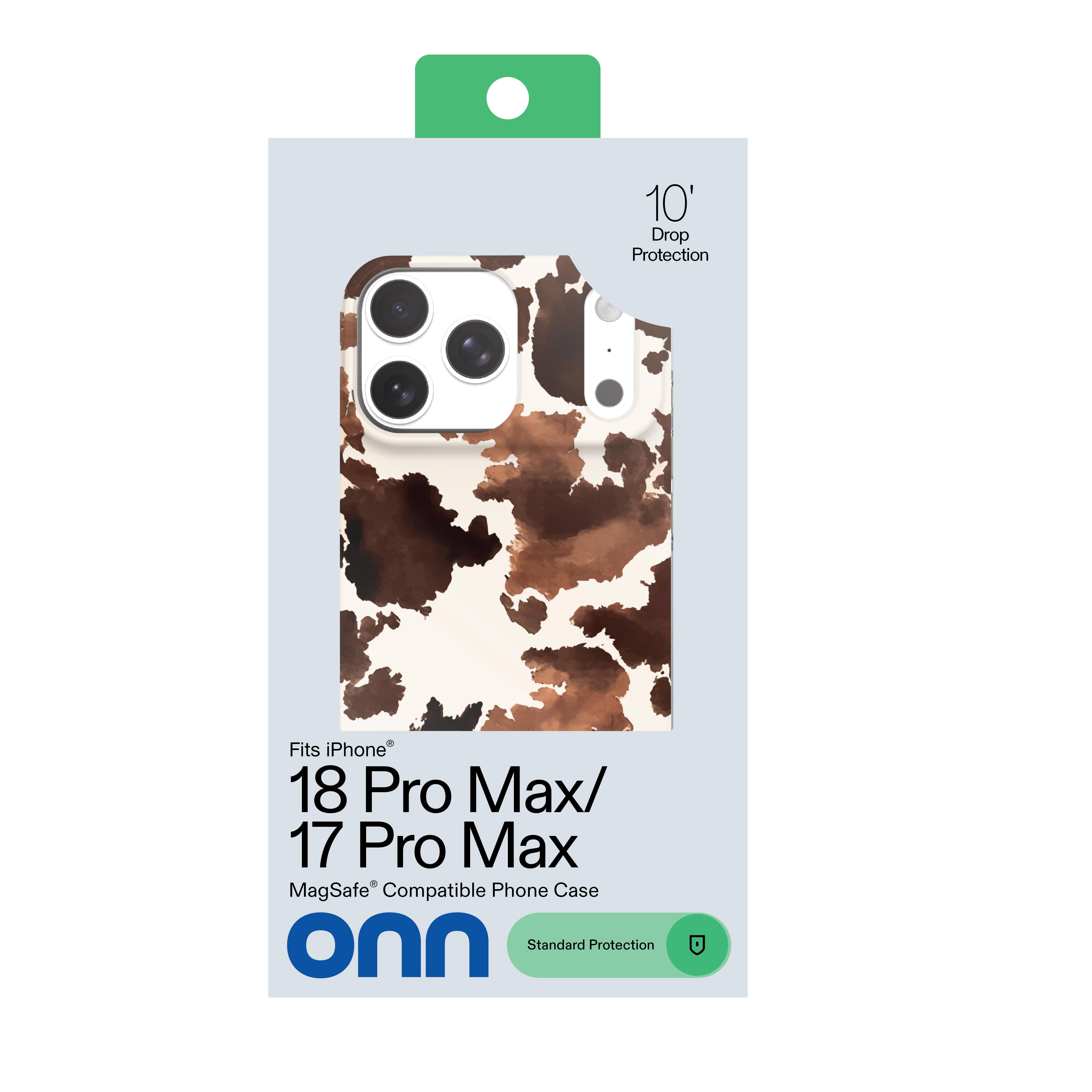 onn Phone Case for iPhone 18 Pro Max / 17 Pro Max, MagSafe Compatible - Cow Print