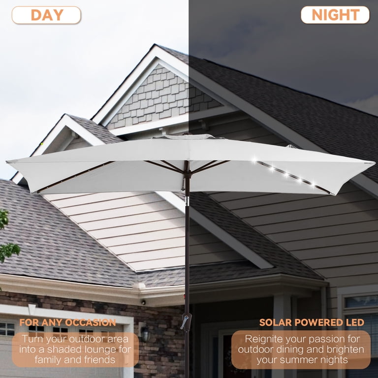 6.5 x 10 Ft Rectangular Patio Umbrella with Solar Lights photo 3