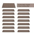 thumbnail image 4 of PURE ERA Bullnose Plush Carpet Stair Treads 14pcs With 1pcs Matching Landing Mat Self Adhesive Non-slip Brown, 4 of 11