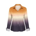 thumbnail image 4 of Uootdi Blouses for Women Dressy Casual Long Sleeve Collared Colorblock Print Button Front Relaxed Fit Office Casual Outfits Gift, 4 of 5