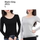 thumbnail image 3 of Ropa interior térmica femenina de manga larga con cuello redondo, camisa de fondo de otoño para el hogar y la Oficina, ropa interior para Prendas para la parte del cuerpo 2 piezas negro gris L Sonducket AP013721-09, 3 of 6