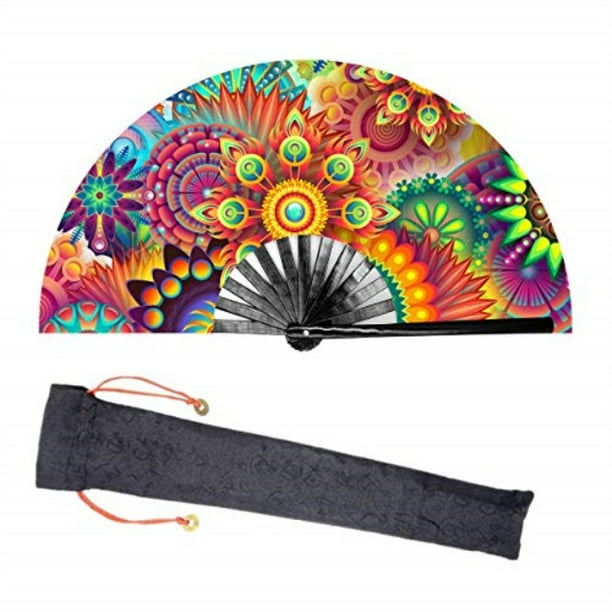 lysa large rave folding fan for men/womenchinese/japanese bamboo and