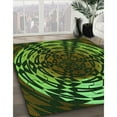 thumbnail image 2 of Ahgly Company Indoor Round Patterned Dark Lime Green Area Rugs, 4' Round, 2 of 6