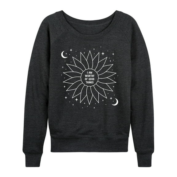 Instant Message - Celestial Flower Affirmation - Women's Lightweight French Terry Long Sleeve Shirt