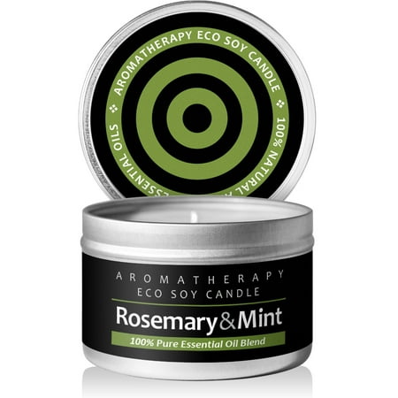 Rosemary Scented Candle - I & Candle Aromatherapy Soy Wax Scented Candles (Rosemary & Mint)