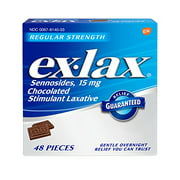 5 Packs Ex Lax Chocolate Pieces Regular Strength 48 Count Each