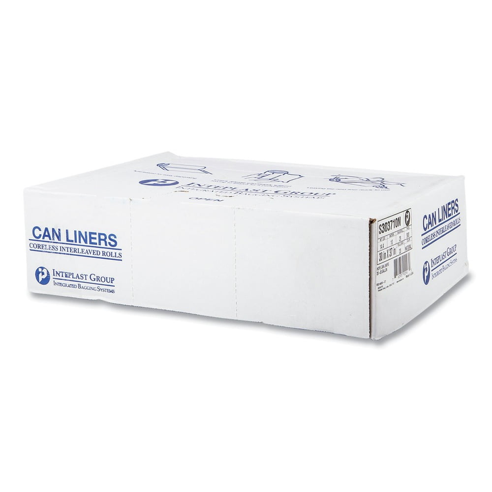 Inteplast Group High-Density Can Liner 30 Gallon Clear Garbage Bags, 25 Bags/Roll, 20 Rolls/Carton
