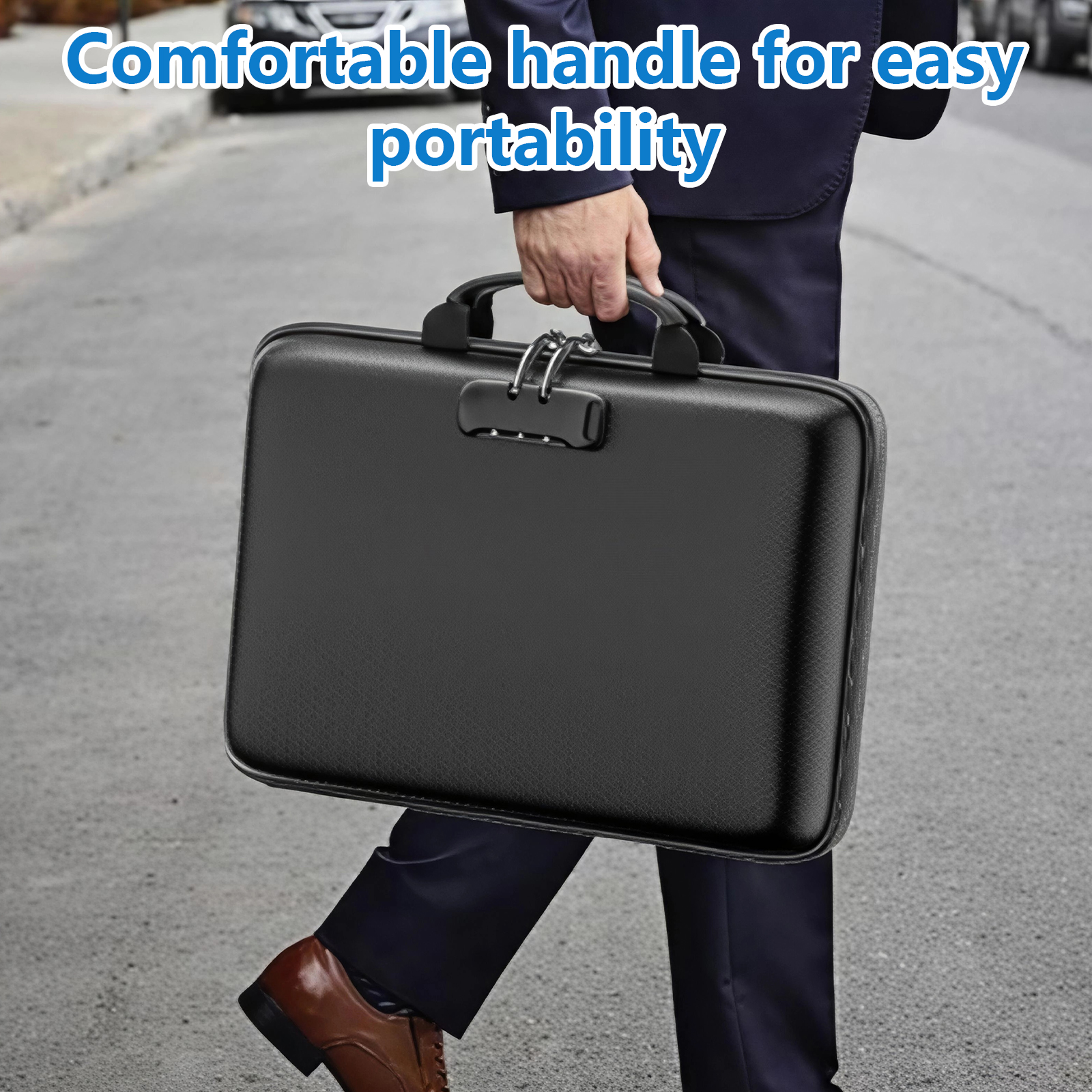 Gijjgole Fireproof Document Box with Lock, Hard-Shell Case Fireproof Box with 13 Pockets Accordion File Folder, Important Document Organizer for Letter A4 Files Laptop Passports