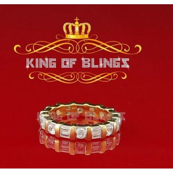 King Of Bling's 925 Sterling Yellow Silver 3.12ct Cubic Zirconia Eternity Women's Ring Size 7