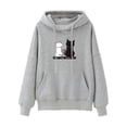thumbnail image 2 of Sudadera con capucha estampada de manga larga para mujer, tops casuales con capucha y bolsillos para Gris s, 2 of 4