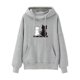 thumbnail image 2 of Sudadera con capucha de manga larga para mujer con bolsillos, estilo casual y moderno, con estampado de gato. Gris s, 2 of 4