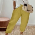 thumbnail image 1 of RXIRUCGD Fashion Womens Casual Solid Color Elastic Loose Pants With Pocket, Yellow, Size: L, 1 of 6