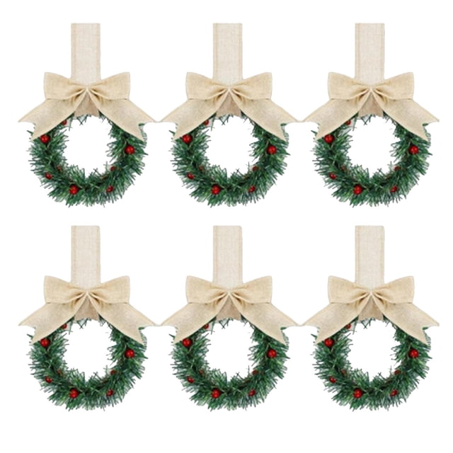 Huanglei 6 Piece Set Of Christmas Kitchen Cabinet Garlands Suitable For Kitchens With Ribbon Bows Red Berry Small Window Garlands Suitable For Window Doors Farmhouse Garlands Christma