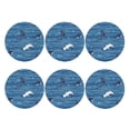 thumbnail image 2 of Bingfone Vintage Sharks On White Blue Striped Leather Drinks Coasters With Set Of 6,Suitable For Home Kitchen,Coffee Cup Coasters Home Gift, 2 of 9