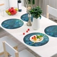 thumbnail image 4 of GZHJMY Round Braided Placemats Set of 6 Blue Peacock Feathers Round PVC Woven Place Mats Indoor Washable for Kitchen Dining Tables 15 inch Heat Resistant Round Table Mats, 4 of 5
