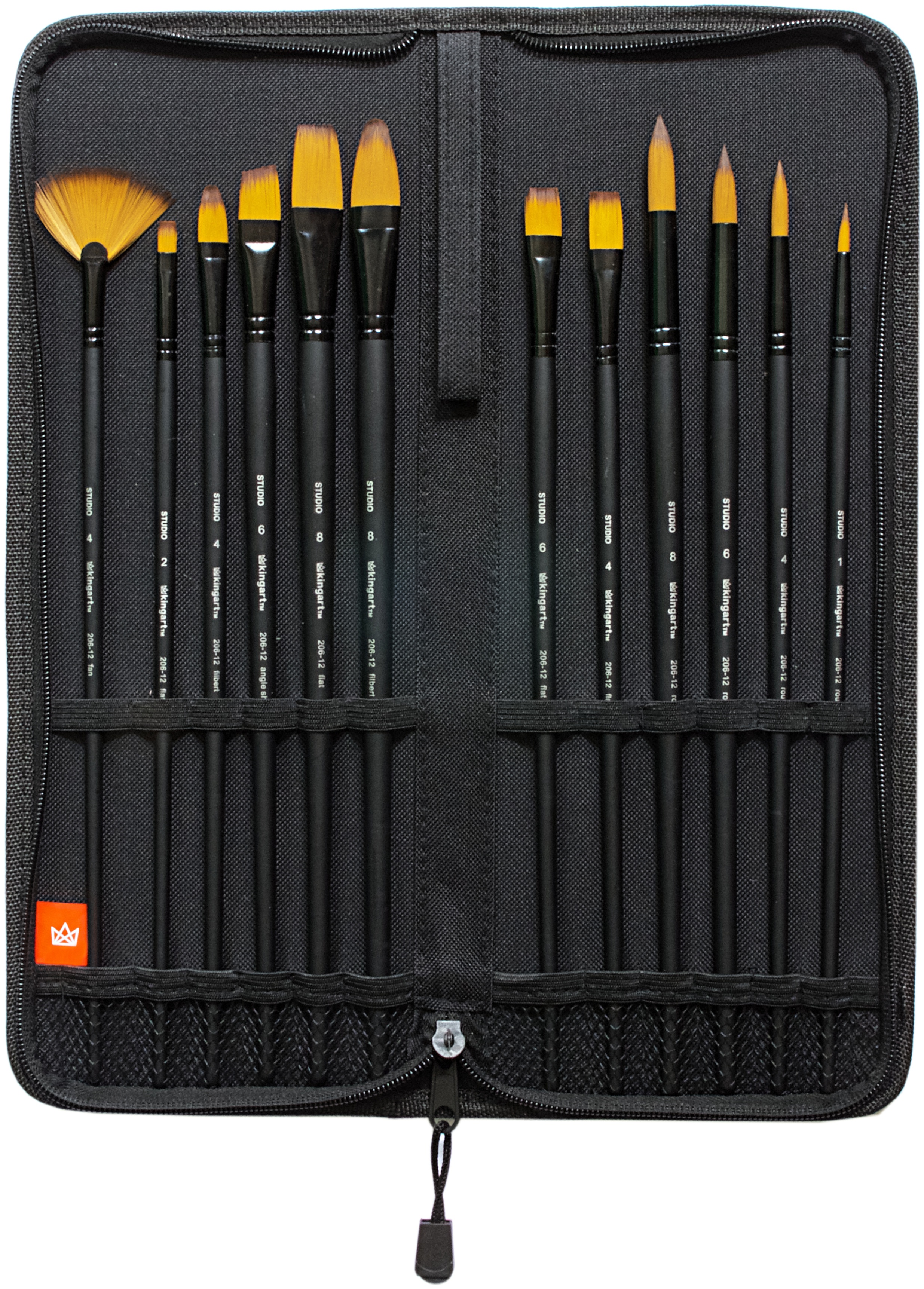 KINGART Paint Brush Set & Case 12/PkgFine Art
