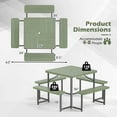 thumbnail image 3 of Costway Picnic Table Bench Set for 4-8 People with Umbrella Hole All-Weather HDPE Tabletop Green, 3 of 11
