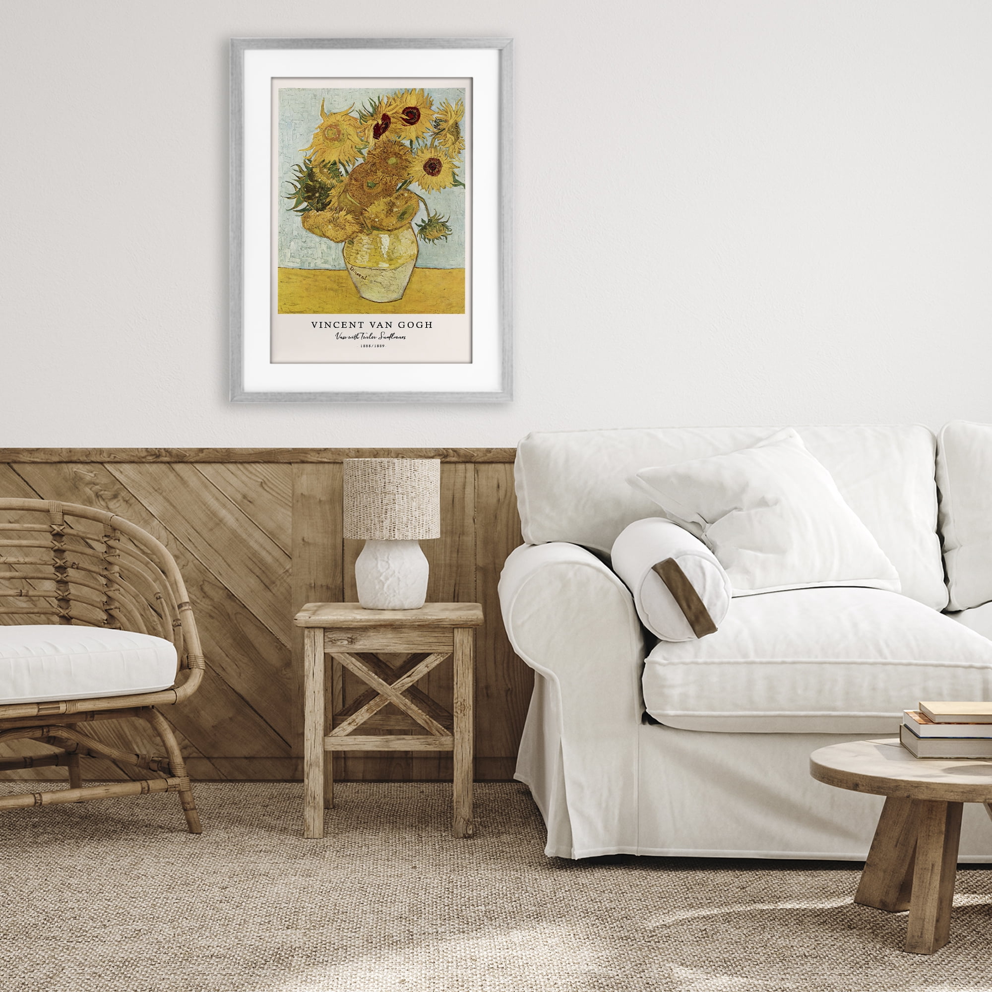 Stupell Industries Classic Vase with Twelve Sunflowers Gray Framed Print Under Glass, design by Vintage Hustle