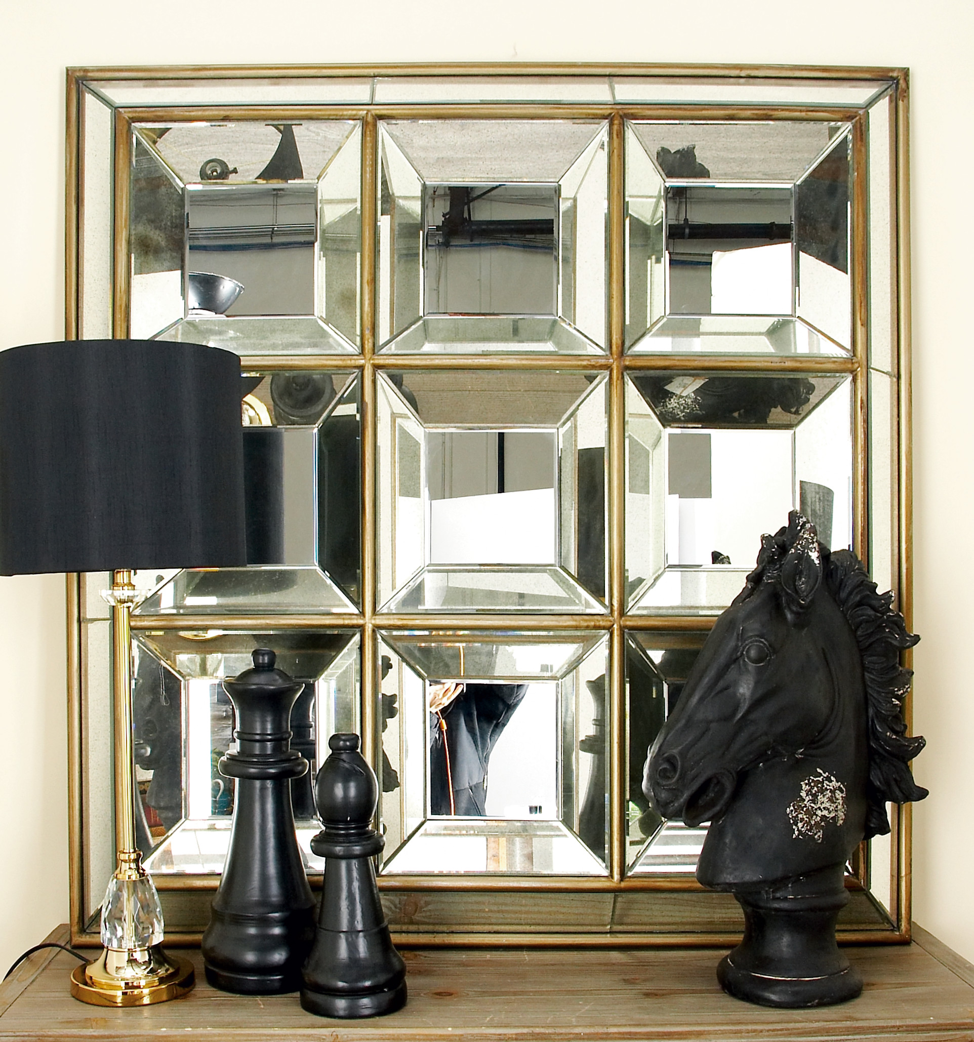 DecMode Traditional 48 X 48 Inch Geometric Wood and Aluminum Wall