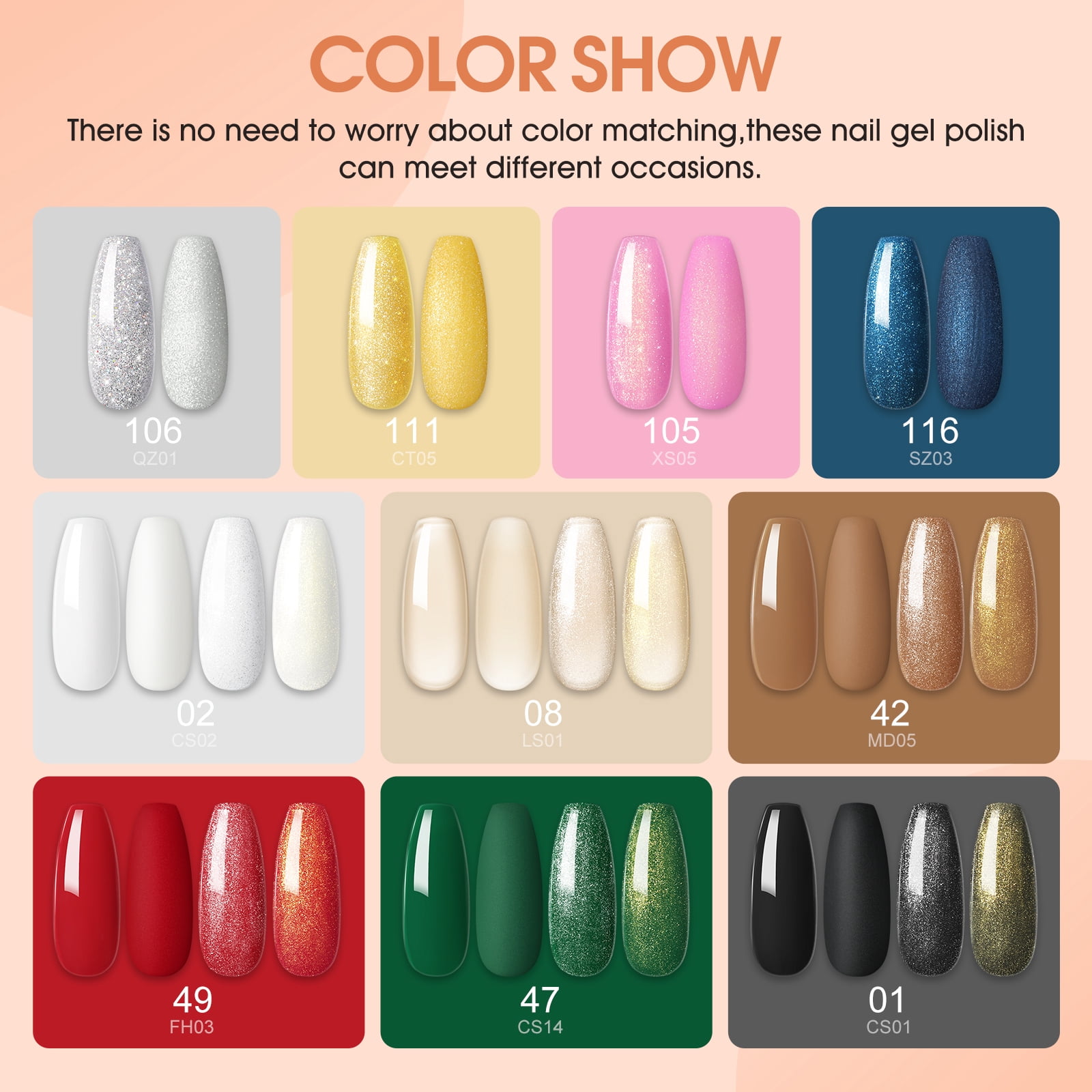 COSCELIA Gel Nail Polish Kit with U V Lamp Starter kit 10 Colors Gel Nail Polish Sets 5pcs Top Base Coat Nail Light Complete French Gel Manicure Kits DIY Gifts for Women