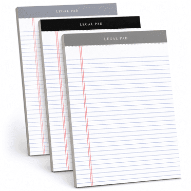 3 Pack Wide Ruled Legal Pads, 8.5 x 11 Inch White Notepads with 75 Sheets Each, Micro Perforated Lined Writing Pads with Thick Backing for Office Notes, Planning & Daily Lists