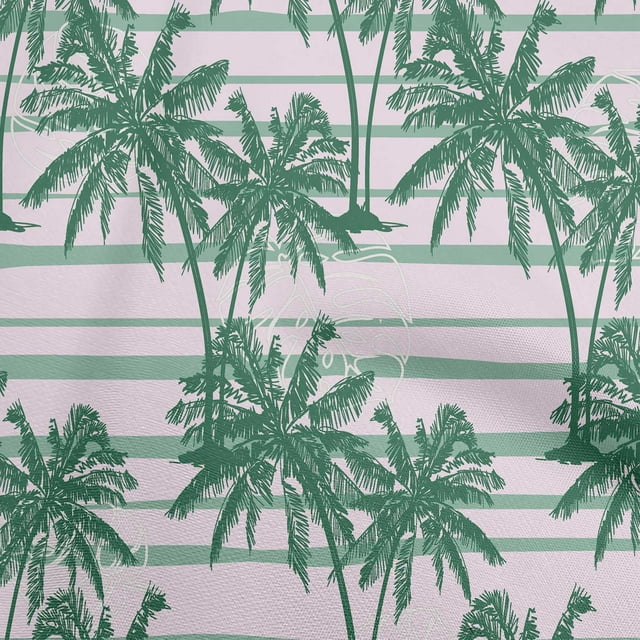 oneOone Tissu Velours Rose Arbre Tropical avec Rayures Matériel de Robe Tissu Imprimé au Mètre 58 Pouces de Large