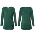 thumbnail image 4 of SHIBEVER Fall Long Sleeve T Shirts for Women Casual Fashion V Neck Tunics Tops Cute Blouses Side Buttons Tops Green Blouse Size XXL, 4 of 5