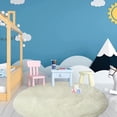thumbnail image 5 of Alfombra de pelo largo, redonda, para salón, muy suave, peluda, alfombra suave y esponjosa para dormitorio, alfombra infantil muy suave y esponjosa (rosa, 150 x 150 cm), 5 of 5