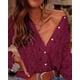 thumbnail image 5 of Blusa para Mujer PRETTYGARDEN de Encaje Manga Larga con Botones Vino Tinto Talla S, 5 of 9