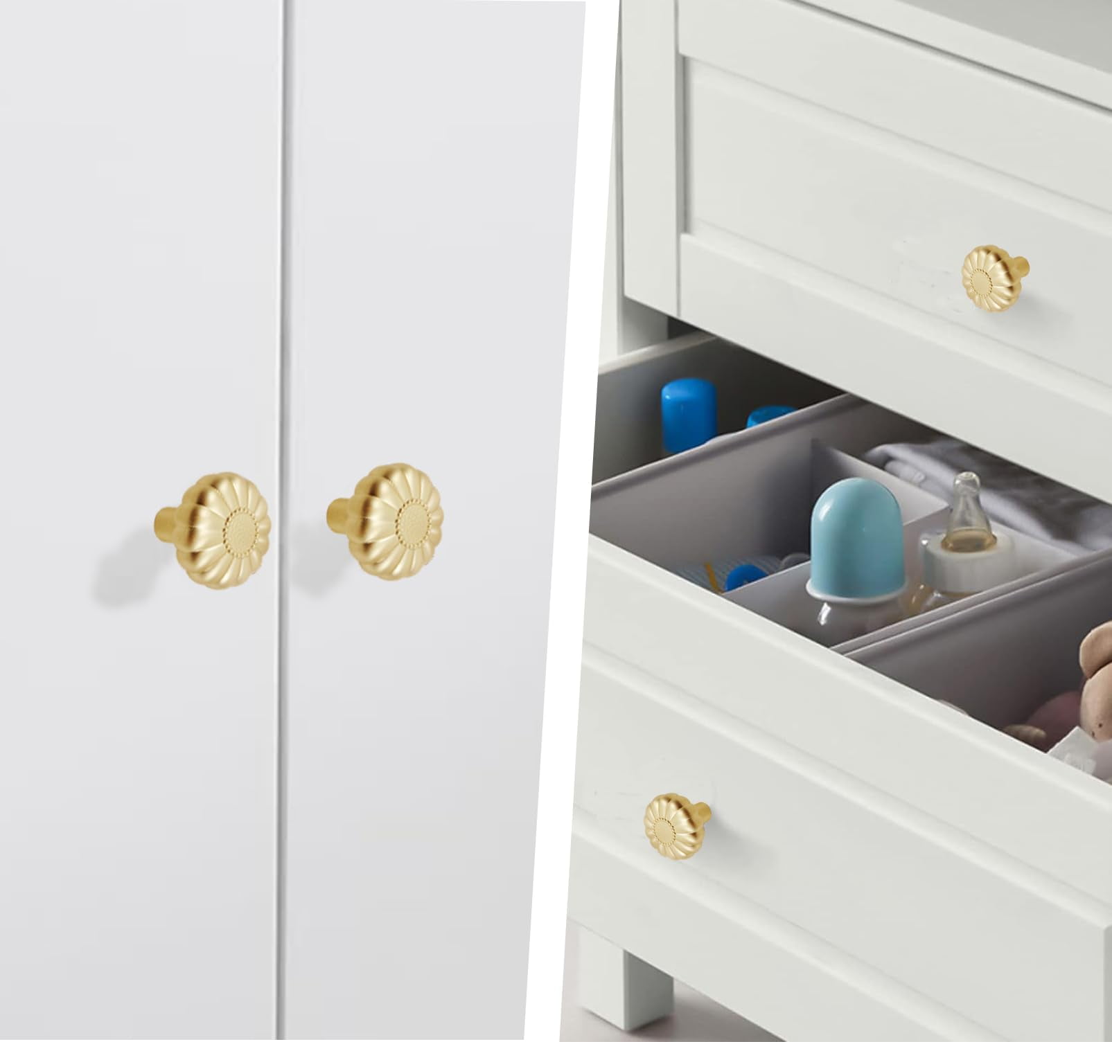Crystal Cabinet Knobs Cabinets Knob, 8 Pack Flower Antique Brass Vintage Glass Clear Crystal Small Pull for Closet Dresser Drawers Cupboard,Retro Pulls Old Style Bronze Drawer Handle